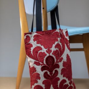 Tote Bag fleurs rouges velours
