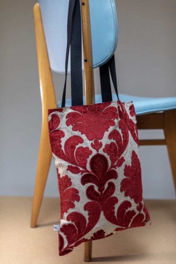 Tote Bag fleurs rouges velours