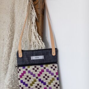 Petite sacoche damier rose vert