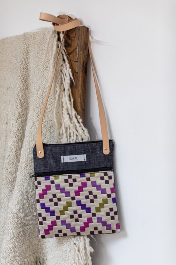 Petite sacoche damier rose vert